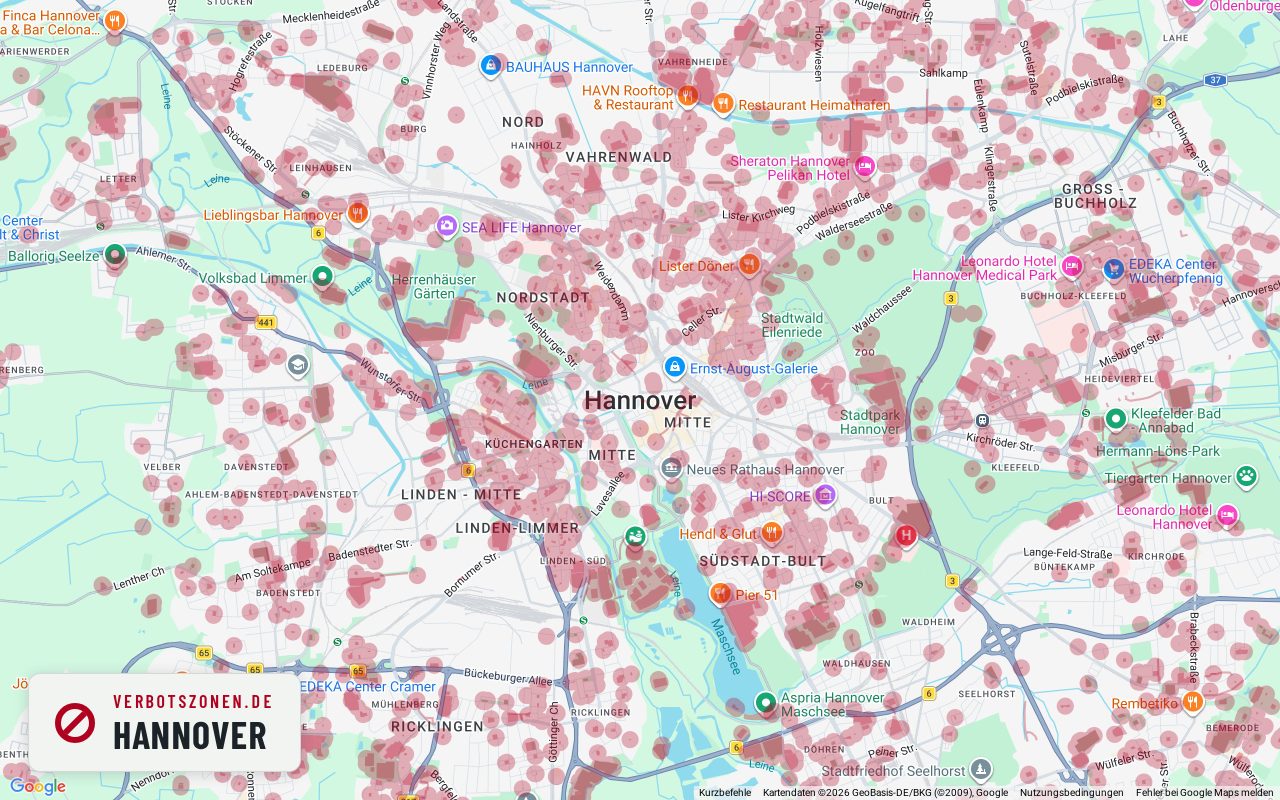 Bubatzkarte Hanover – overview of the cannabis no-consumption zones in Hanover