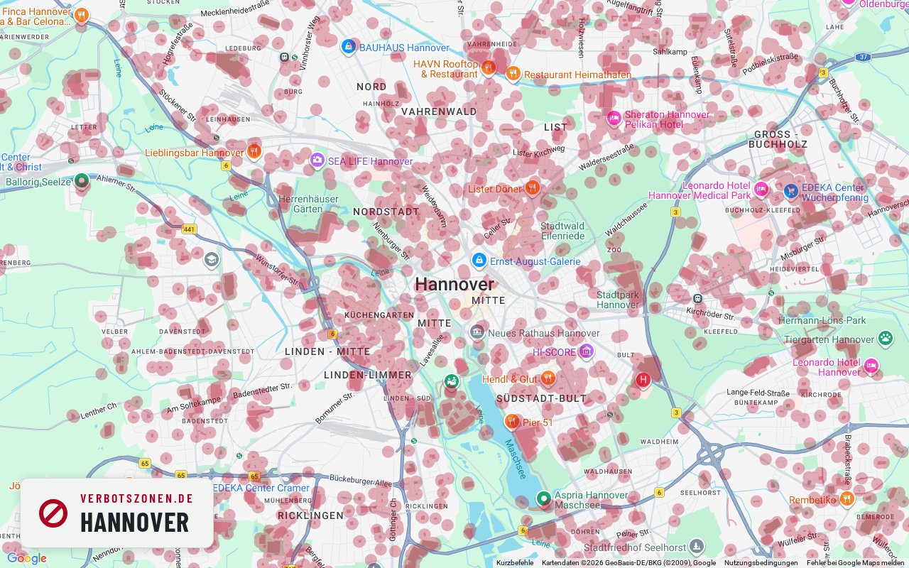 Bubatzkarte Hanover – overview of the cannabis no-consumption zones in Hanover