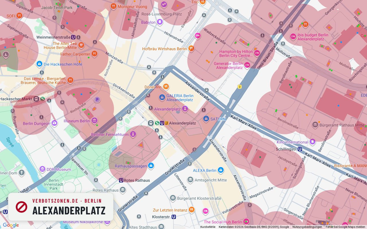 Bubatzkarte Berlin: cannabis no-consumption zones around Alexanderplatz