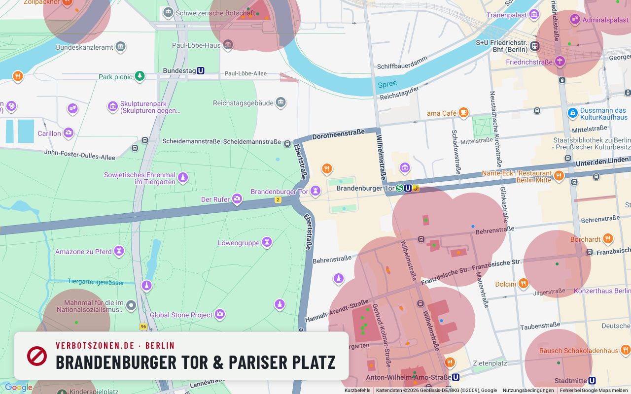 Bubatzkarte Berlin: cannabis no-consumption zones around Brandenburg Gate & Pariser Platz