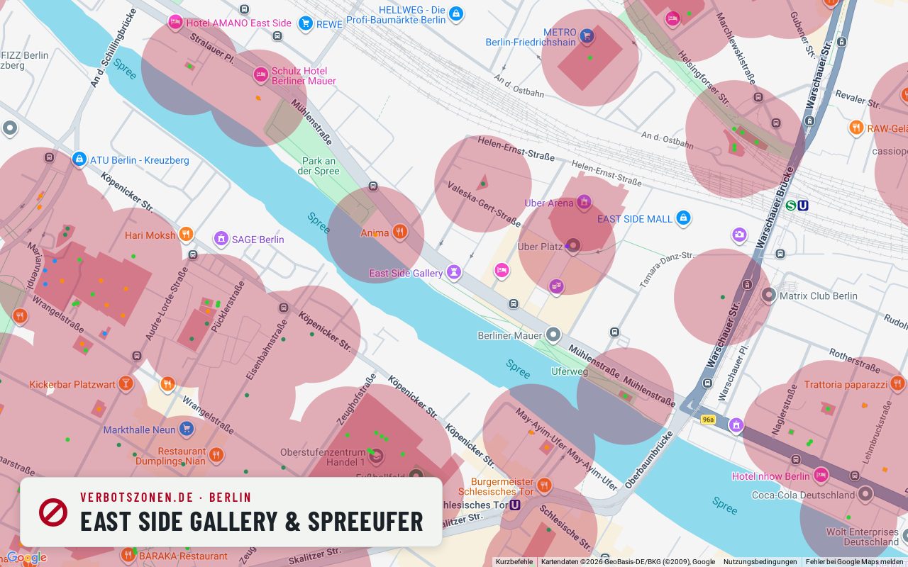 Bubatzkarte Berlin: cannabis no-consumption zones around East Side Gallery & Spree riverbank