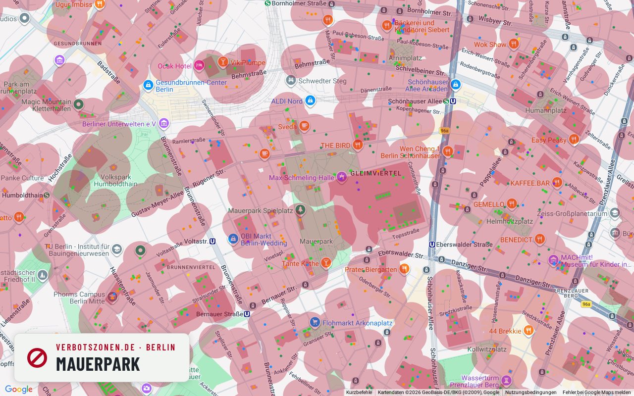 Bubatzkarte Berlin: cannabis no-consumption zones around Mauerpark