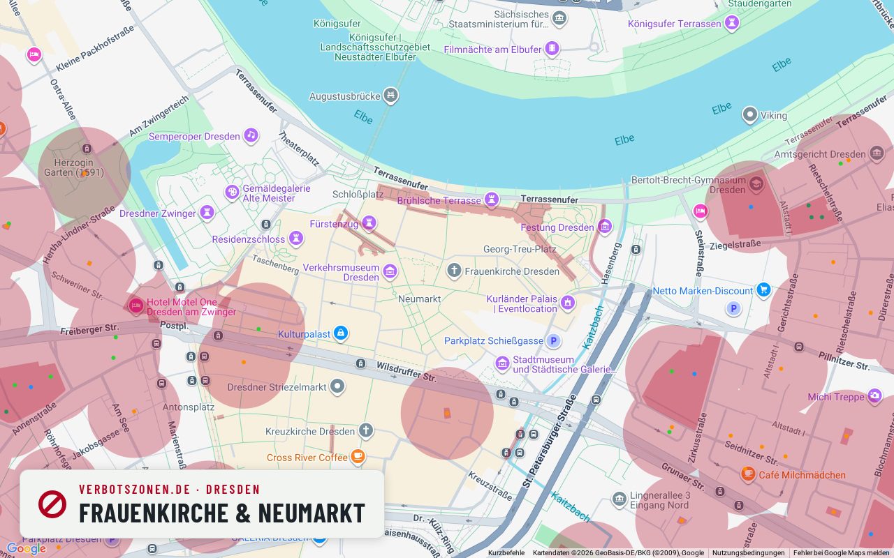 Bubatzkarte Dresden: cannabis no-consumption zones around Frauenkirche & Neumarkt