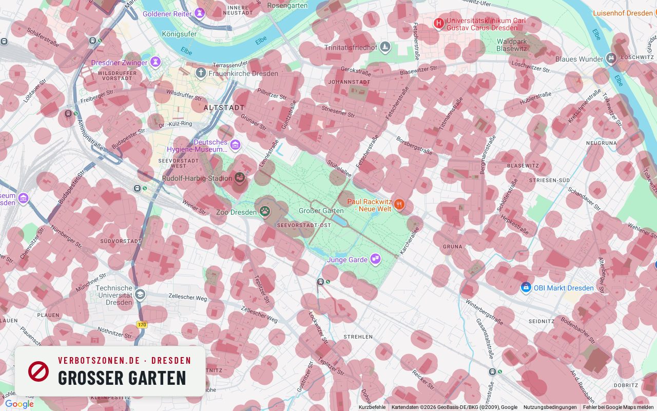 Bubatzkarte Dresden: cannabis no-consumption zones around Großer Garten