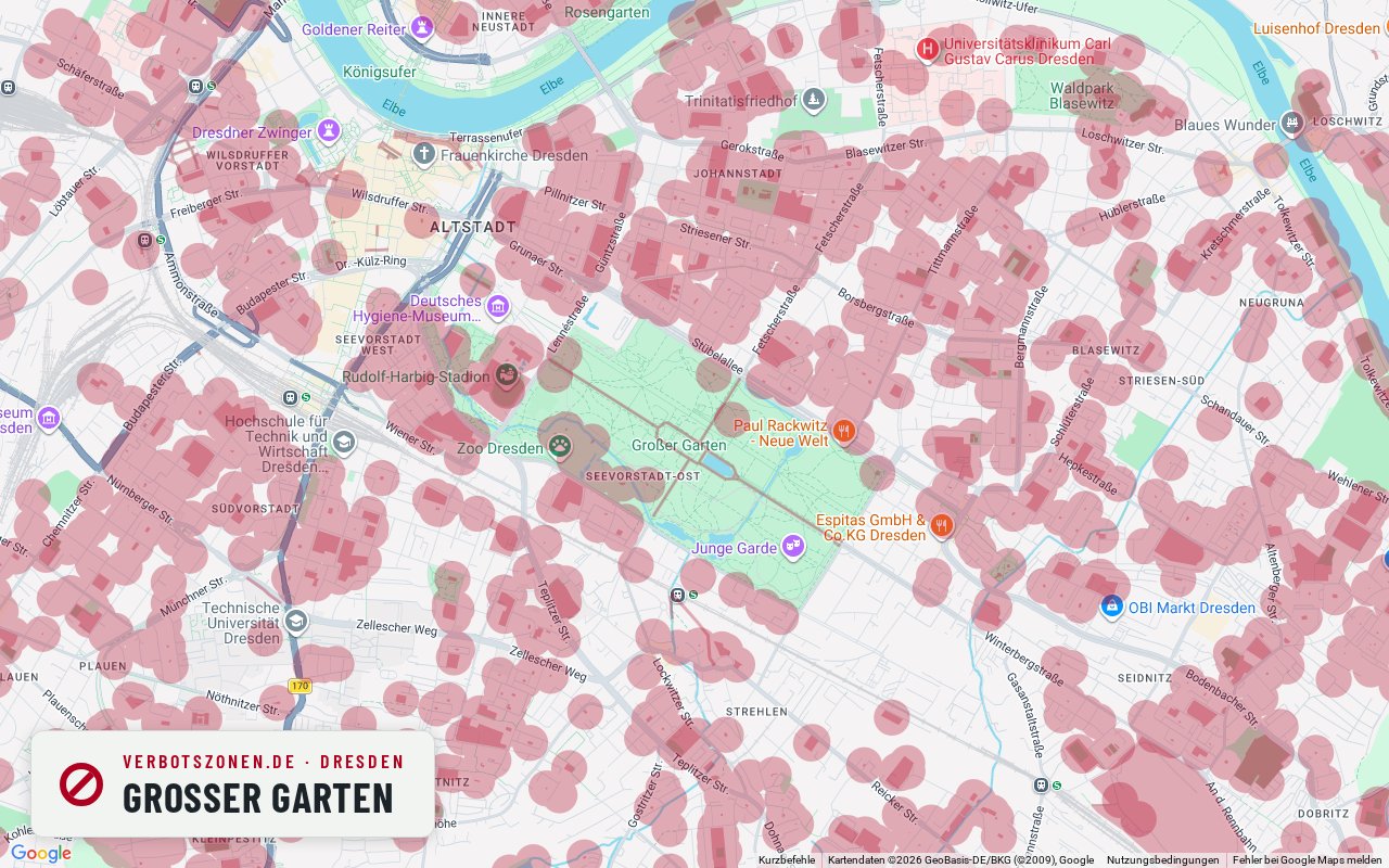 Bubatzkarte Dresden: cannabis no-consumption zones around Großer Garten