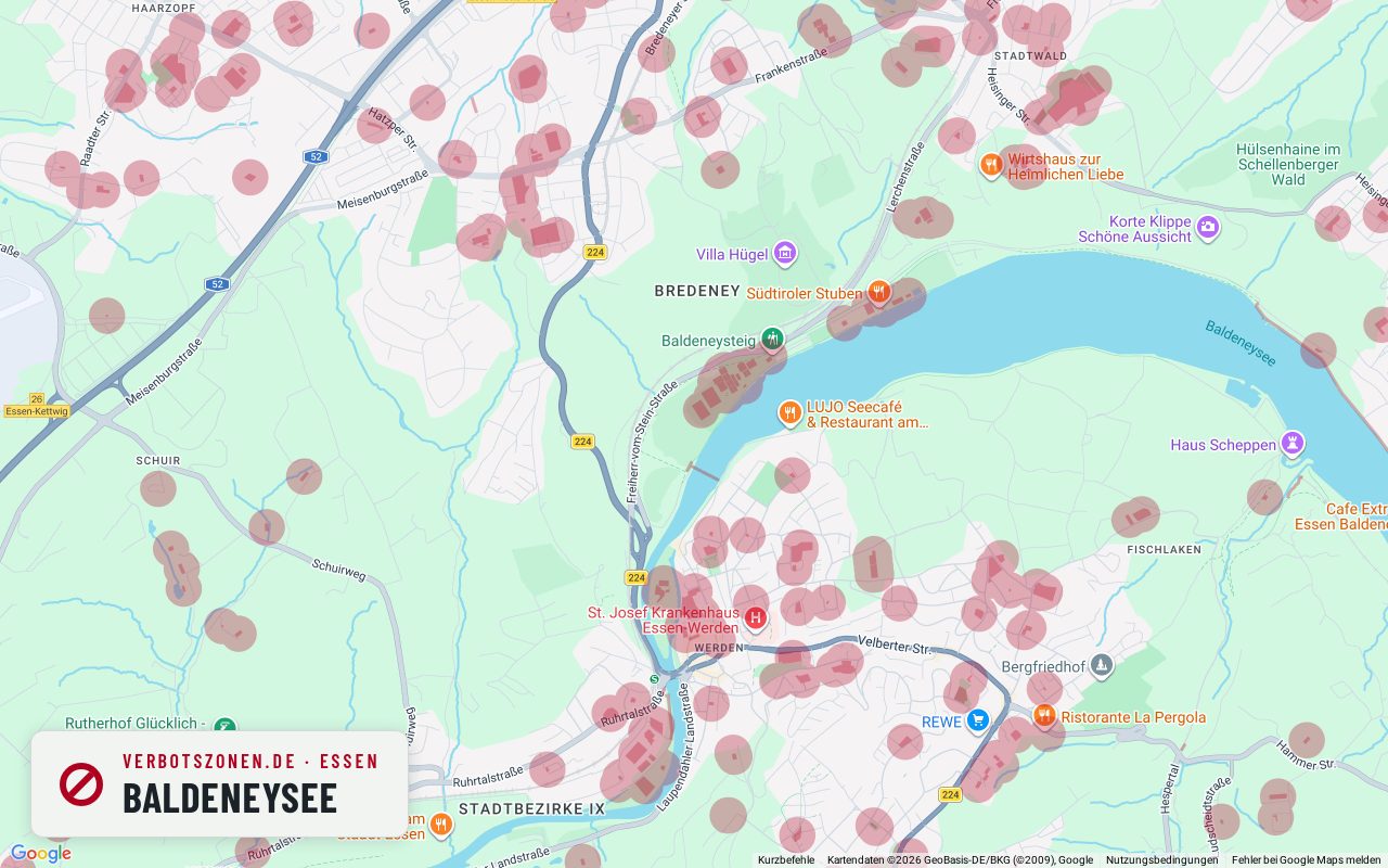 Bubatzkarte Essen: cannabis no-consumption zones around Baldeneysee