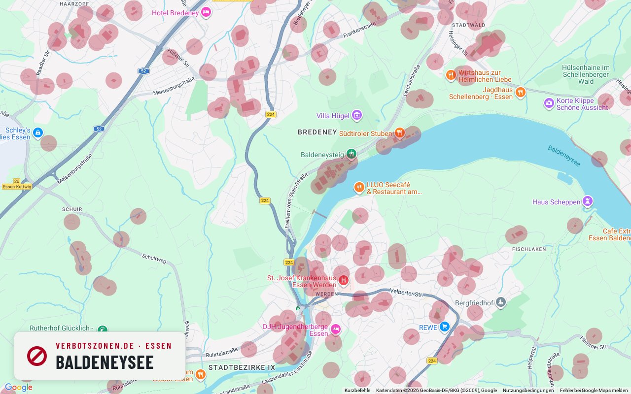 Bubatzkarte Essen: cannabis no-consumption zones around Baldeneysee