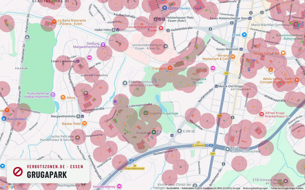 Bubatzkarte Essen: cannabis no-consumption zones around Grugapark