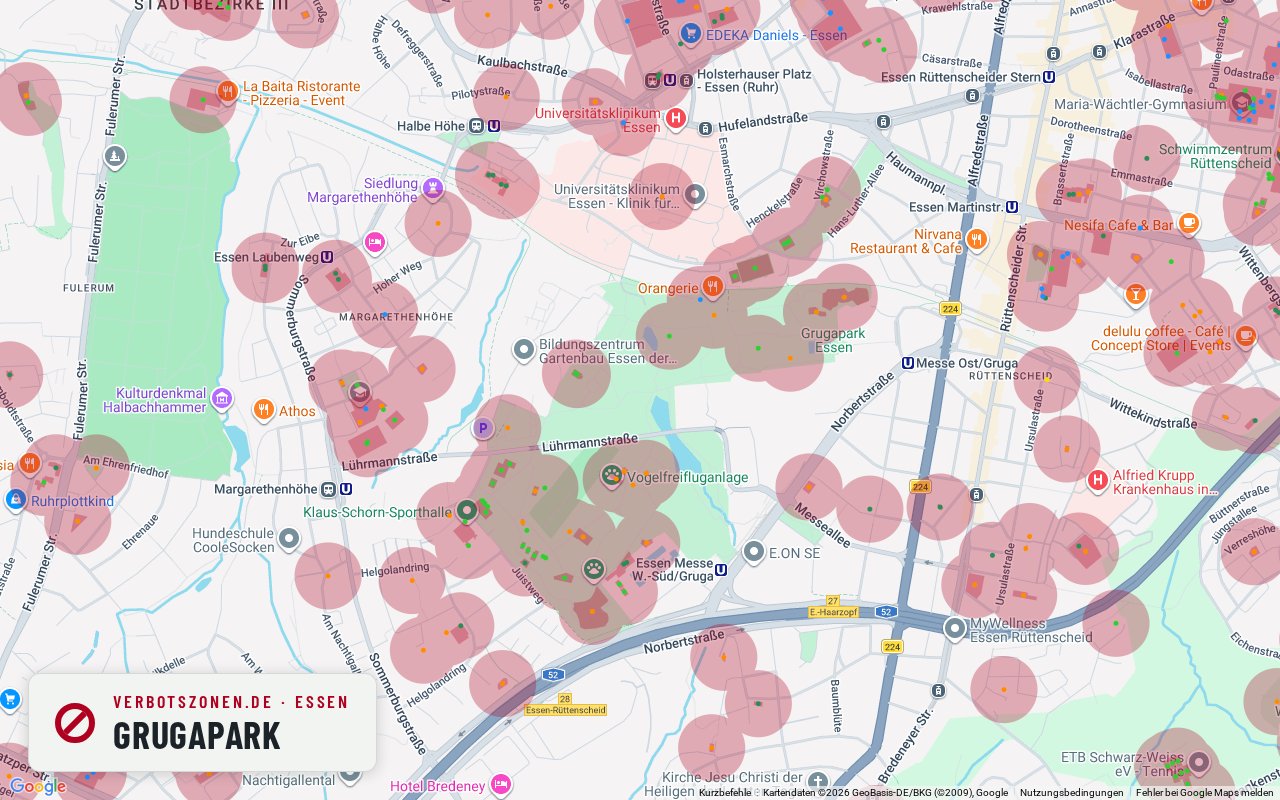 Bubatzkarte Essen: cannabis no-consumption zones around Grugapark