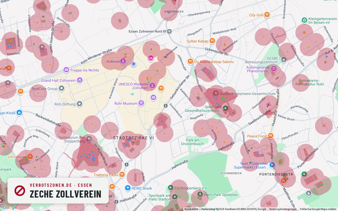 Bubatzkarte Essen: cannabis no-consumption zones around Zollverein Coal Mine