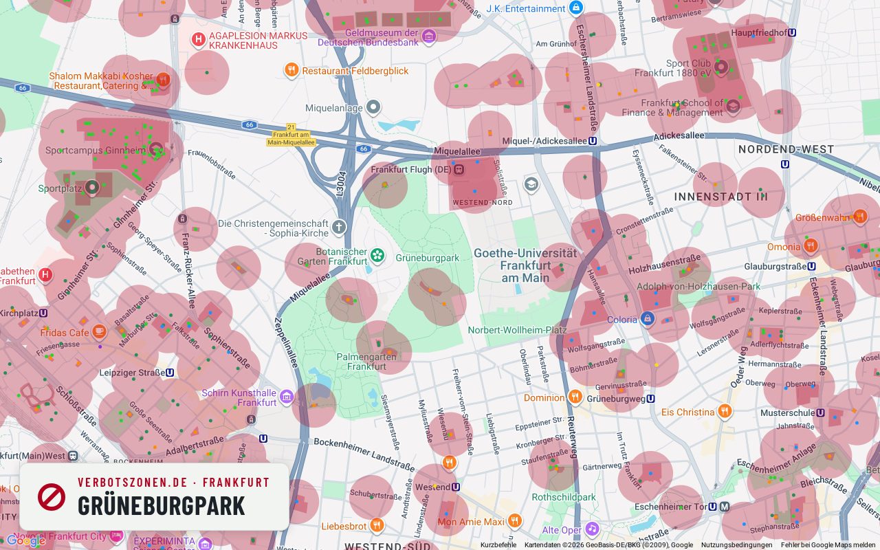 Bubatzkarte Frankfurt: cannabis no-consumption zones around Grüneburgpark