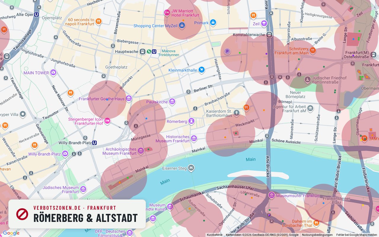 Bubatzkarte Frankfurt: cannabis no-consumption zones around Römerberg & old town