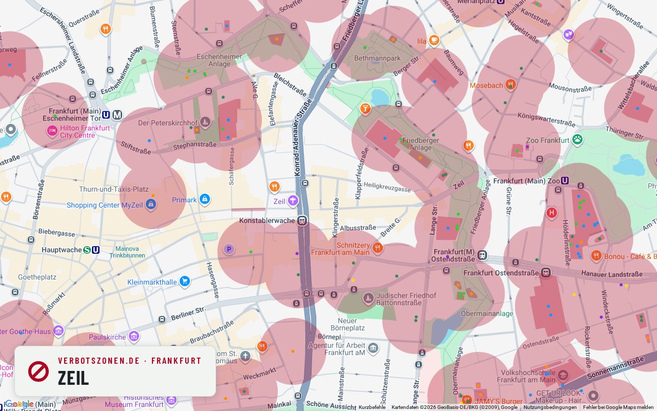 Bubatzkarte Frankfurt: cannabis no-consumption zones around Zeil