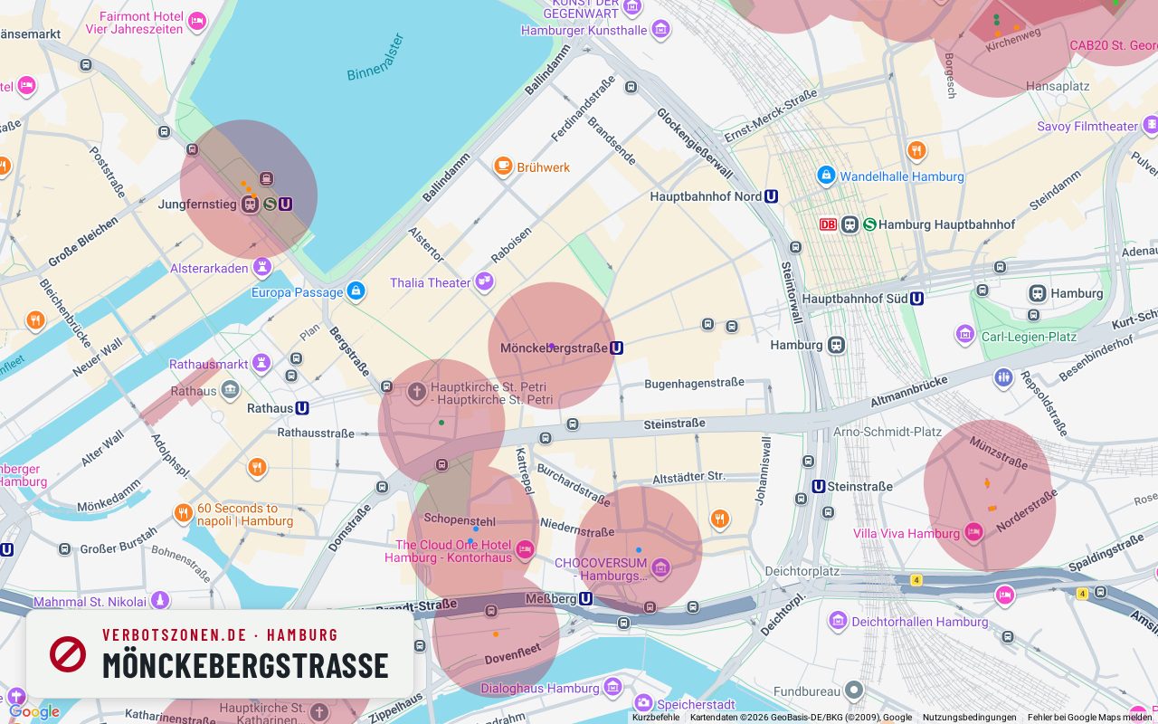 Bubatzkarte Hamburg: cannabis no-consumption zones around Mönckebergstraße