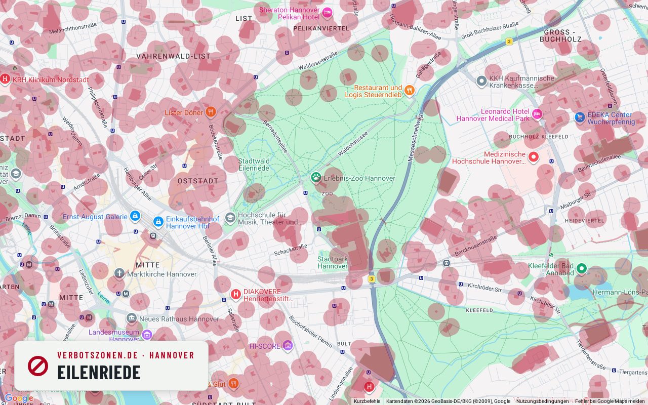 Bubatzkarte Hanover: cannabis no-consumption zones around Eilenriede