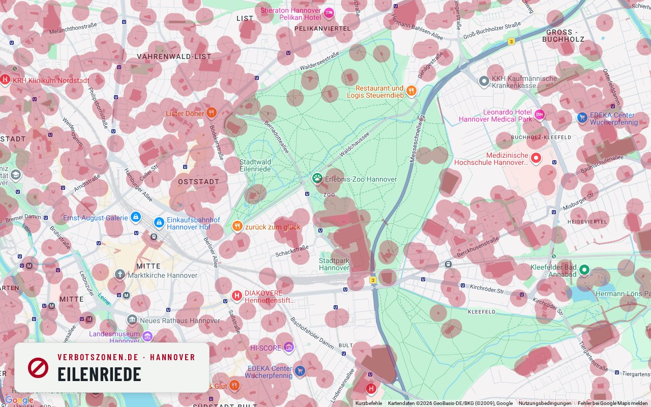 Bubatzkarte Hanover: cannabis no-consumption zones around Eilenriede