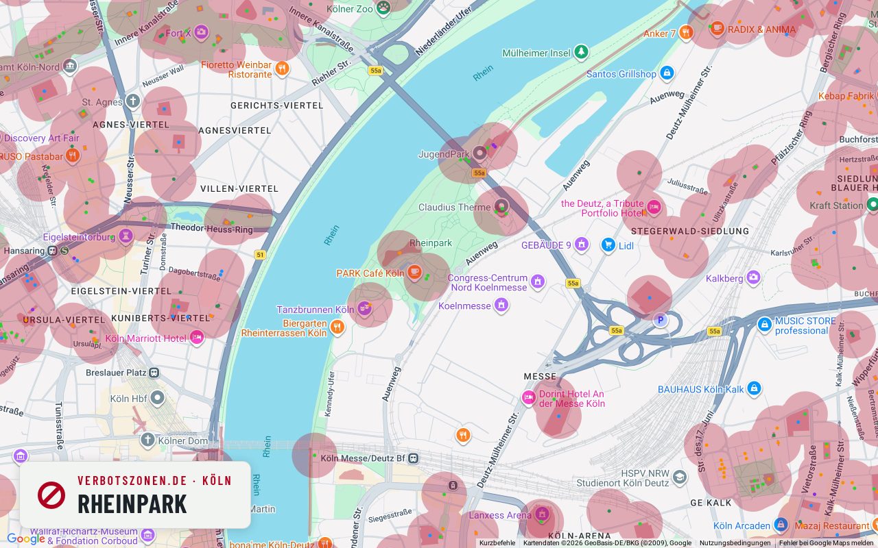 Bubatzkarte Cologne: cannabis no-consumption zones around Rheinpark