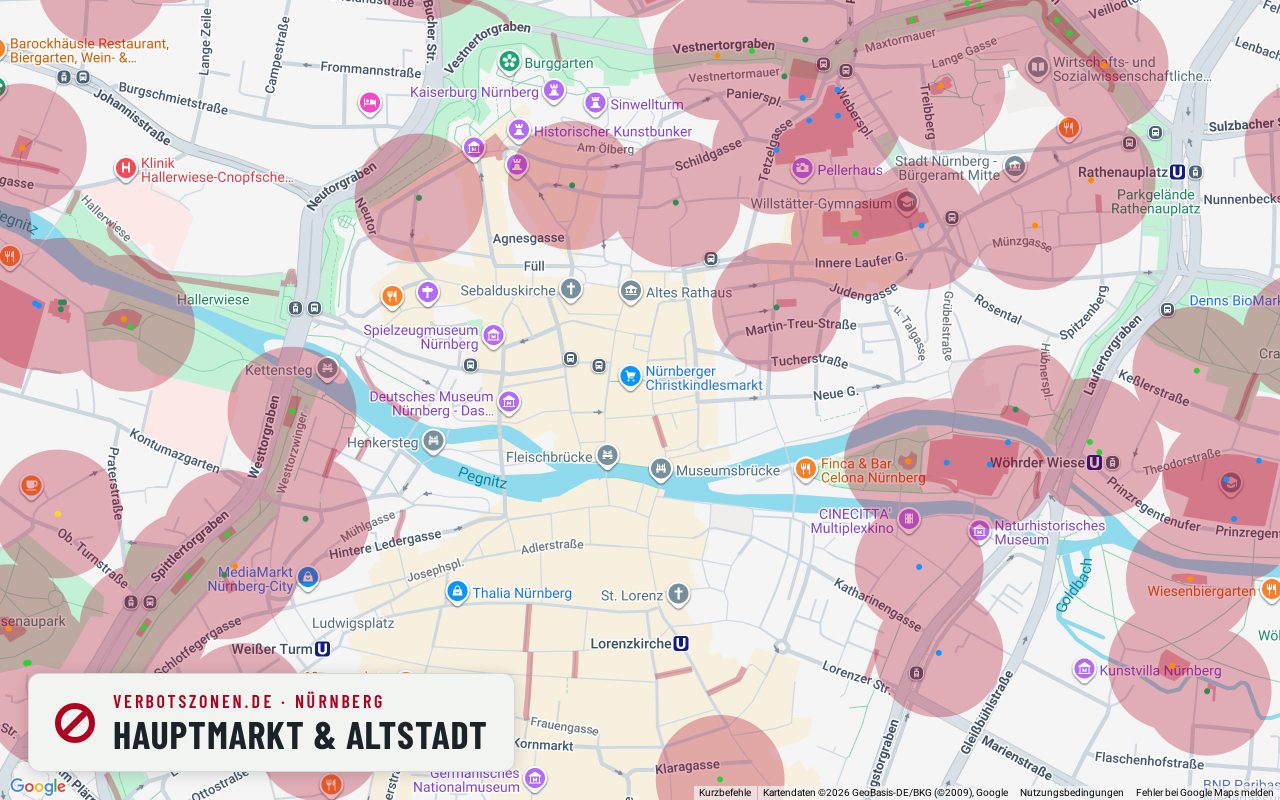 Bubatzkarte Nuremberg: cannabis no-consumption zones around Hauptmarkt & old town
