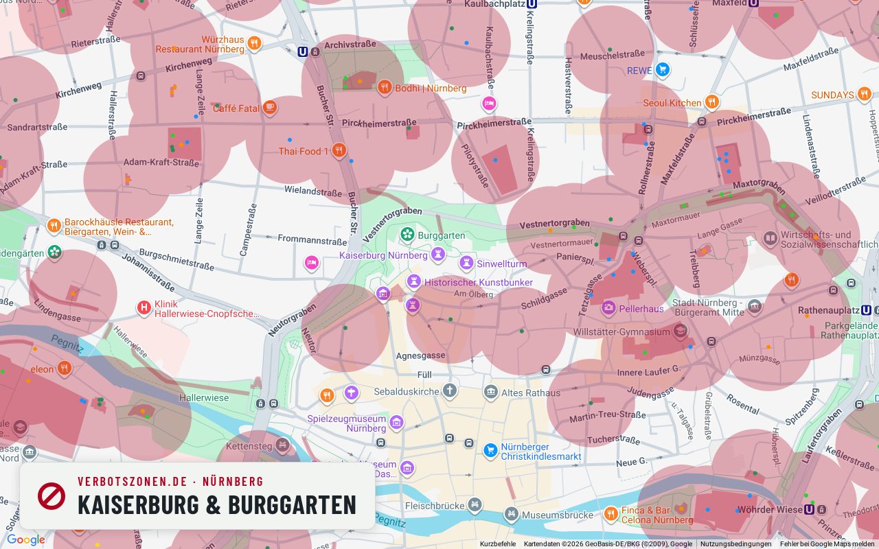 Bubatzkarte Nuremberg: cannabis no-consumption zones around Imperial Castle & castle garden