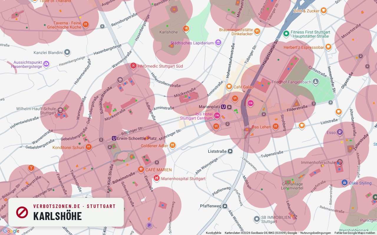 Bubatzkarte Stuttgart: cannabis no-consumption zones around Karlshöhe