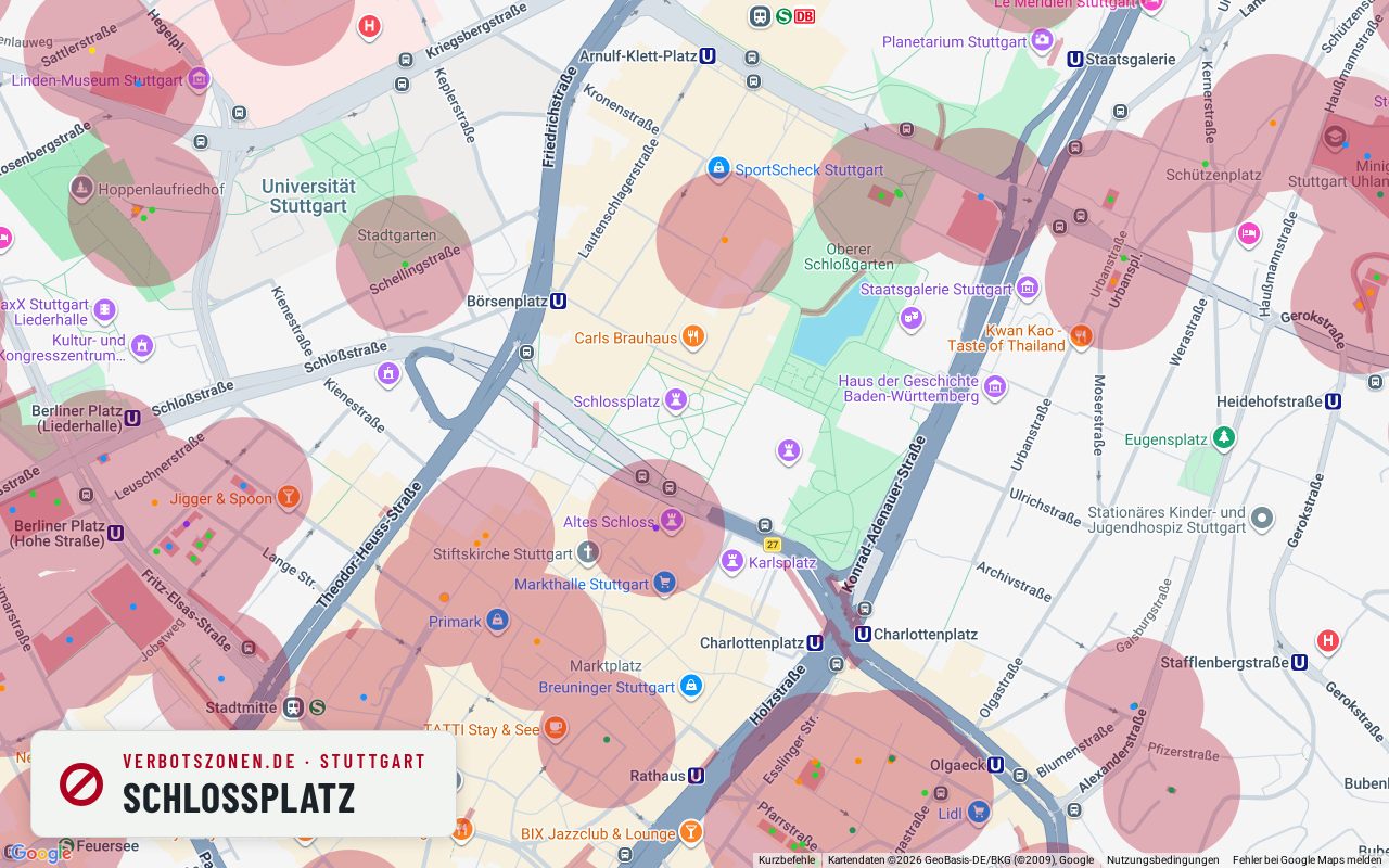 Bubatzkarte Stuttgart: cannabis no-consumption zones around Schlossplatz