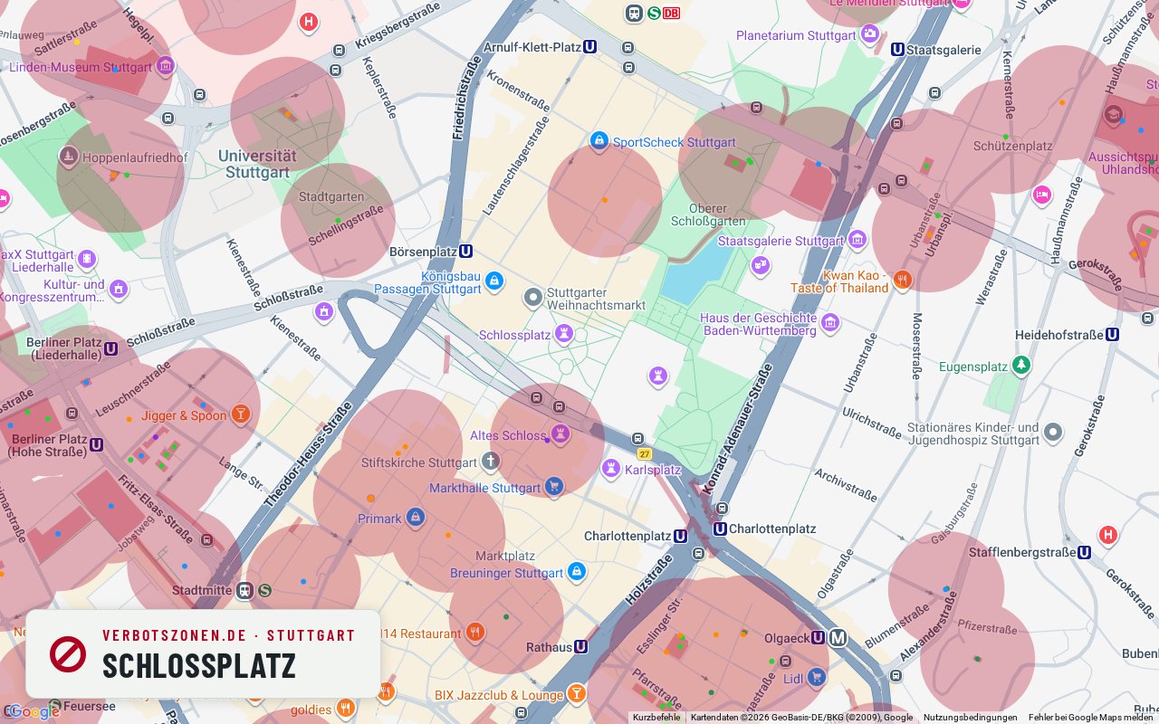 Bubatzkarte Stuttgart: cannabis no-consumption zones around Schlossplatz